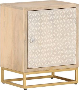 vidaXL Vidaxl - Mesita De Noche Madera Maciza De Mango Y Hierro 40x30x50 Cm