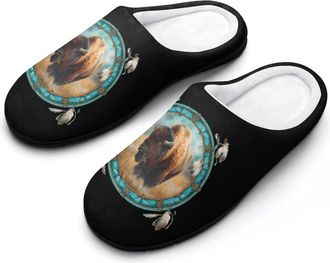 Generic Dreamcatcher1 Bison Funny Mens Cotton Slippers Soft Non-Slip Rubber Sole House Slipper Indoor Outdoor