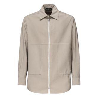 Giuliano Galiano Beige Shirt met Ritssluiting - Heren - Casual Overhemden - Beige - S - Overhemden