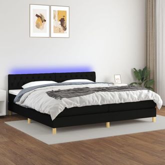vidaXL Vidaxl - Cama Box Spring Con Colch&oacute;n Led Tela Negro 200x200 Cm