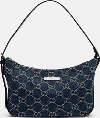 Gucci Lady Lunetta GG Small denim shoulder bag