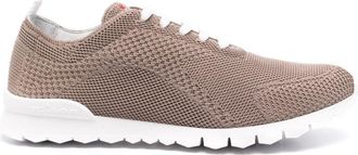 Kiton logo-embroidered knitted sneakers - men - Fabric/Fabric/Rubber/Calf Leather - 10.5 - Brown