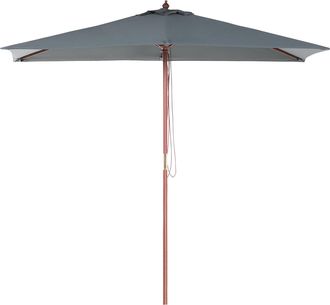 Beliani Sombrilla De Jard&iacute;n Tela Gris Oscuro Madera De Abedul 244 Cm Resistente A La Intemperie Flamenco