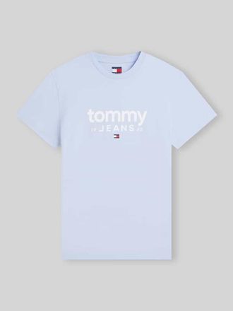 Tommy Jeans Relaxed Fit T-Shirt aus reiner Baumwolle mit Label-Schriftzug in Hellblau, Gr&ouml;&szlig;e XXL