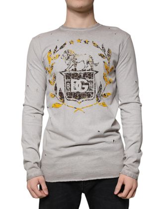 Dolce & Gabbana Mens Logo-Print Cotton Sweatshirt Gray Sweatshirts