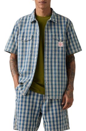 Levi's Worker Oversize Check Short Sleeve Button-Up Shirt in Summer Check Shirt at Nordstrom, Size Xx-Large