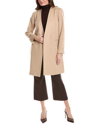 Lafayette 148 New York Collarless V-Neck Coat