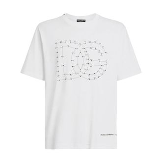 Dolce & Gabbana T-Shirts, male, White, XL, Cotton Crew-neck T-shirt