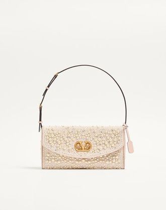 Valentino Garavani Valentino Garavani DeVain Small Shoulder Bag With Pearls And Rhinestones Wo