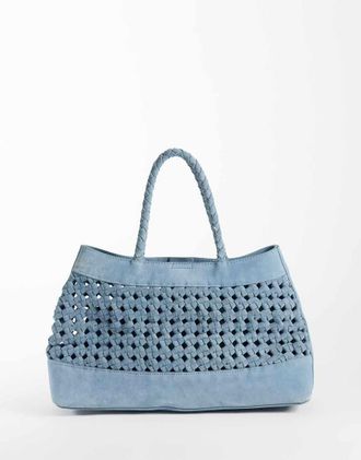 Asos Borsa blu in camoscio intrecciato