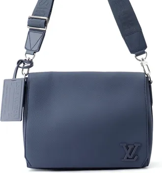Louis Vuitton Navy Leather Handbag Shoulder Bag (Pre-Owned)