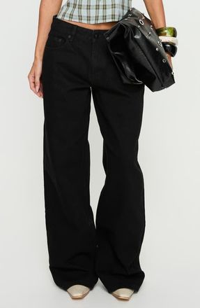 Princess Polly Serenitia Relaxed Jeans in Jet Black at Nordstrom, Size 12
