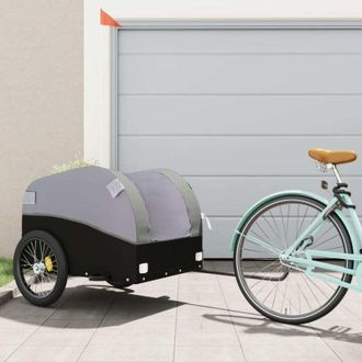 vidaXL Remolque Para Bicicleta Hierro Negro Y Gris 45 Kg Vidaxl