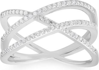 Queen Jewels Sterling Silver Crisscross Cubic Zirconia Ring at Nordstrom Rack, Size 10