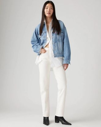 Levi's Wedgie Jeans Women White Denim High Rise Straight Leg Ankle GBO1841