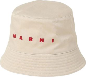 Marni Accessoires, Heren, Beige, M, Logo Bucket Hat