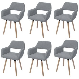 Hhg Hhg - Nunca Usado] Lote De 6 Silla De Comedor 873 Ii, Silla Silla De Cocina Silla Tapizada, Madera Tela/textil Boucl&eacute; (450g/m&sup2;) Mvg, Gris