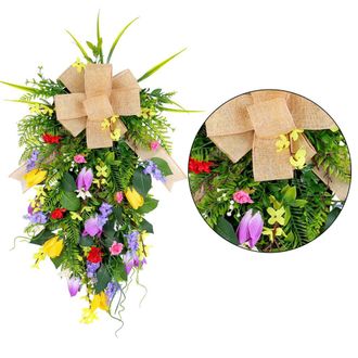 OEM Corona De Flores Coloridas Para La Puerta Principal: Amarilla Y Morada