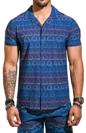 Maceoo Beachsharkwave Blue Cotton Camp Shirt at Nordstrom, Size Xx-Large