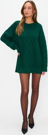 Show me your Mumu Canyon Tunic Sweater in Emerald Cable Knit at Nordstrom, Size Medium