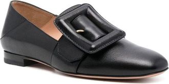 Bally Womens Black Calfskin Slip-On Loafers