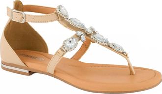 Andrea Womens Jewel Embellished Sandal In Bone