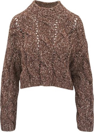 Brunello Cucinelli Maglione a trecce con maniche a palloncino - Marrone