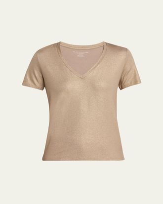 Majestic Filatures Soft Touch V-Neck Shimmer Jersey T-Shirt