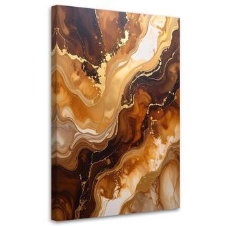 Feeby Cuadro En Lienzo Abstracci&oacute;n Glamour En M&aacute;rmol Marr&oacute;n Y Dorado 70x100