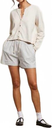 perfectwhitetee Riley Short In Ivory Black Stripe