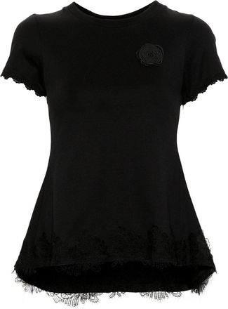 Viktor & Rolf T-shirt Godet con rifinitura in pizzo - Nero