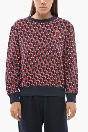 Lanvin Felpa Girocollo in Cotone Garzato con Monogram All-Over Lanvin