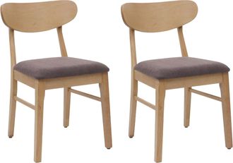 Hhg Hhg - Nunca Usado] Juego De 2 Sillas De Comedor 698, Silla De Cocina Silla, Tela/textil Madera Maciza, Estructura Color Claro, Topo