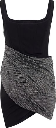 Giuseppe Di Morabito Womens Mini Dress With Rhinestone Belt Black Viscose
