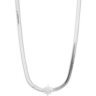 Nordstrom Cubic Zirconia Burst Snake Chain Necklace in Clear- Silver at Nordstrom Rack