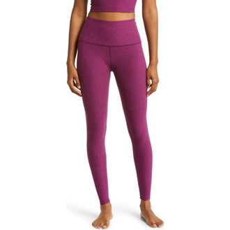 Beyond Yoga Caught in the Midi High Waist Leggings in Aubergine-Beet at Nordstrom, Size Large