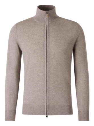 Canali high-neck zip-front cardigan - men - Cashmere/Wool - 60 - 705 BEIGE
