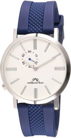 Porsamo Bleu Bennett Silicone Strap Watch, 40mm in Blue And White at Nordstrom Rack