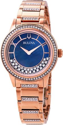 Bulova Crystal TurnStyle Blue Mother of Pearl Dial Ladies Watch 98L247