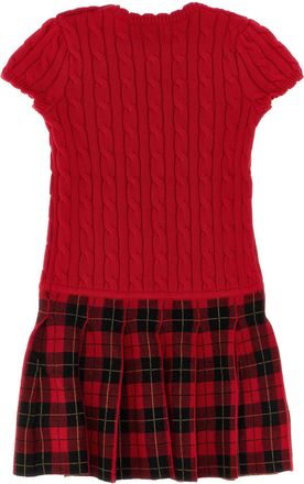 Polo Ralph Lauren Braided Knit and Tartan Dress - Red