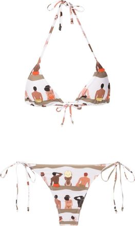 Amir Slama graphic-print halterneck two-piece bikini - women - Polyamide/Elastane - GG - Brown
