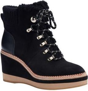 Kate Spade New York willow genuine shearling wedge bootie in Black at Nordstrom Rack, Size 8