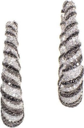 Luxury Bazaar 18K White Gold Zebra Hoop Earrings