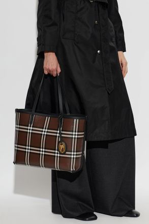 Burberry Check Tote Bag Small, Womens, Brown