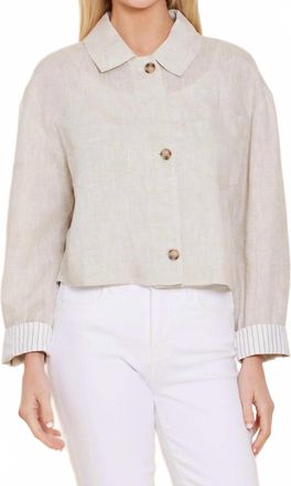 Dolce Cabo Pinstripe Cuff Jacket In Linen