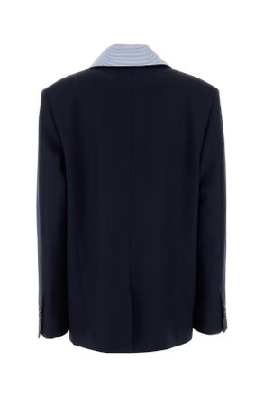 Miu Miu Womens Navy Blue Wool Blazer Baltico Giacche E Gilet