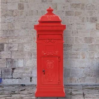Berkfield Home Pillar Letterbox Aluminium Vintage Style Rustproof Red