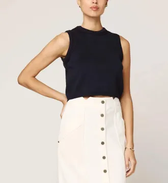Cleobella Jade Sleeveless Crochet Tank Top In Midnight Blue