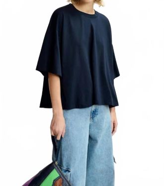 Essentiel Grovel Tee With Satin Back Panel In Navy