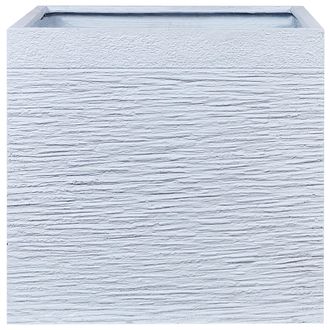 Beliani Maceta Blanca S&oacute;lida De Fibra De Arcilla Cuadrada 50 X 50 X 46 Cm Resistentes A Los Rayos Uv Paros